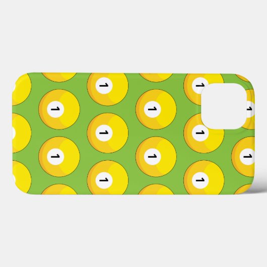Gele biljartbal nummer één patroon Case-Mate iPhone case (Achterkant (horizontaal))