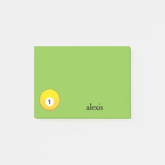 Gele biljartbal nummer één personaliseren post-it® notes (Voorkant)