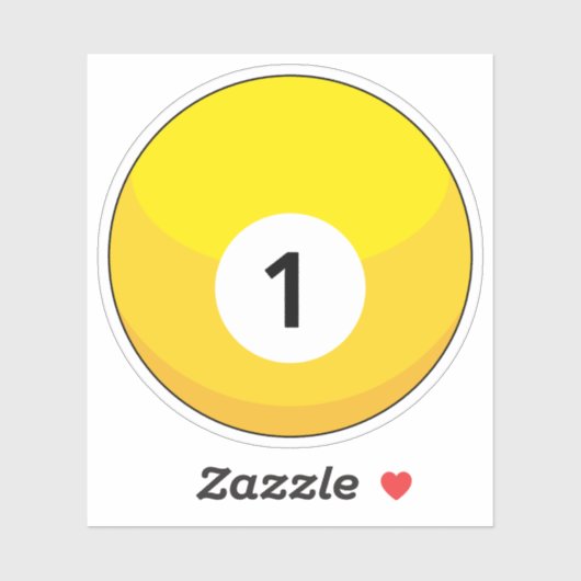 Gele biljartbal nummer één sticker (Vel)