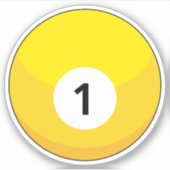 Gele biljartbal nummer één sticker (Voorkant)