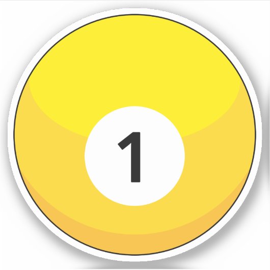 Gele biljartbal nummer één sticker (Voorkant)