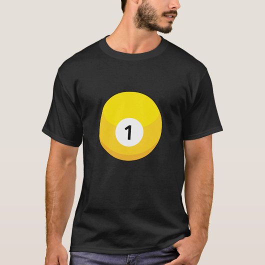 Gele biljartbal nummer één t-shirt (Voorkant)