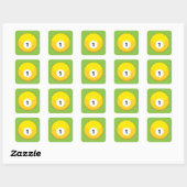 Gele biljartbal nummer één vierkante sticker (Vel)