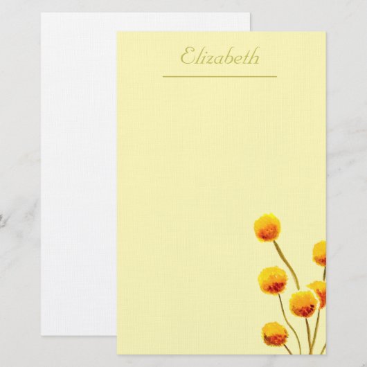 Gele Billy Button (Australische bloem) Briefpapier (Voorkant / Achterkant)