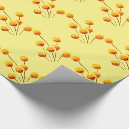 Gele Billy Button (Australische bloem) Cadeaupapier (Hoek)