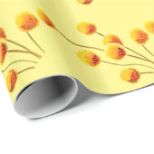 Gele Billy Button (Australische bloem) Cadeaupapier (Rol Hoek)