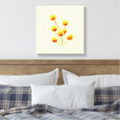 Gele Billy Button (Australische bloem) Canvas Afdruk (Insitu (Slaapkamer))