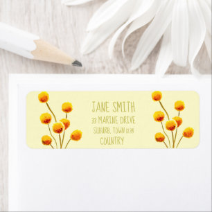 Gele Billy Button (Australische bloem) Etiket