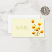 Gele Billy Button (Australische bloem) Notitiekaartje (Voorkant / Achterkant in situ)