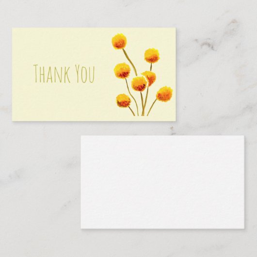 Gele Billy Button (Australische bloem) Notitiekaartje (Voorkant / Achterkant)