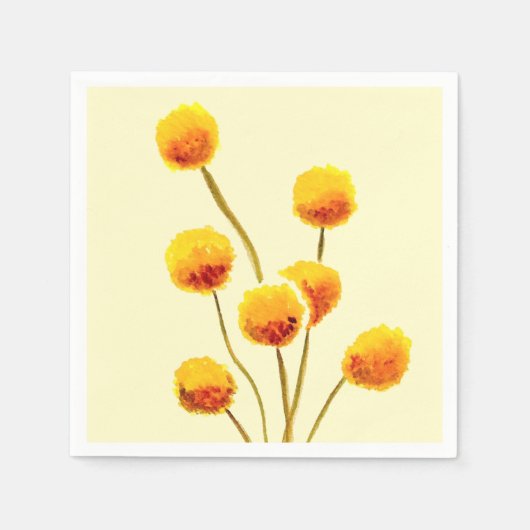Gele Billy Button (Australische bloem) Servet (Voorkant)