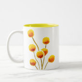 Gele Billy Button (Australische bloem) Tweekleurige Koffiemok (Links)