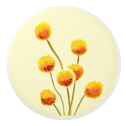 Gele Billy Button bloem Australisch kunstontwerp Keramische Knop (Voorkant)