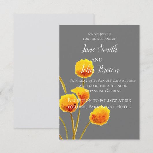 Gele Billy Button waterverf Kaart (Voorkant / Achterkant)