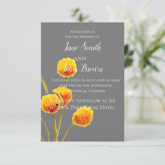 Gele Billy Button waterverf Kaart (Staand voorkant)