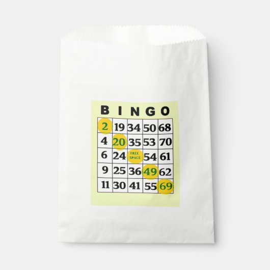 Gele BINGO-kaart Favor Bag Bedankzakje (Voorkant)