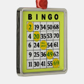 Gele BINGO-kaart | Kerstmis van BINGO Lover Metalen Ornament (Rechts)