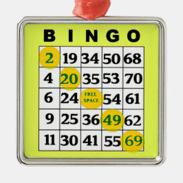 Gele BINGO-kaart | Kerstmis van BINGO Lover Metalen Ornament