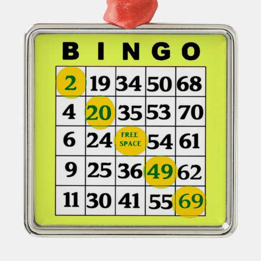 Gele BINGO-kaart | Kerstmis van BINGO Lover Metalen Ornament (Voorkant)