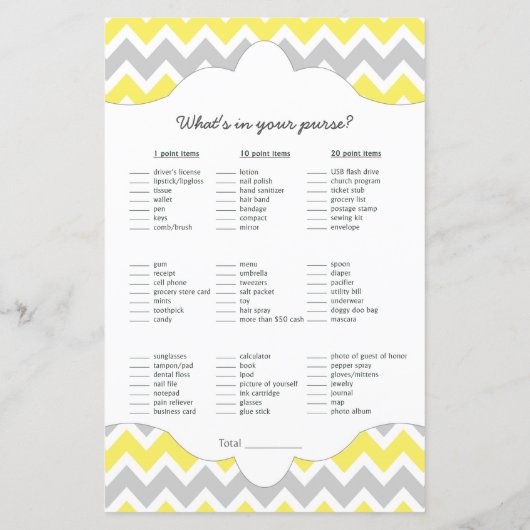 Gele Bingo purse baby shower TWEE GAME SET (Achterkant)