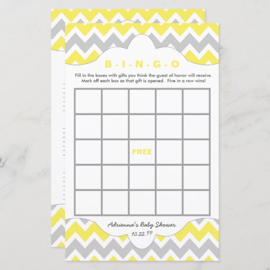 Gele Bingo purse baby shower TWEE GAME SET (Voorkant / Achterkant)