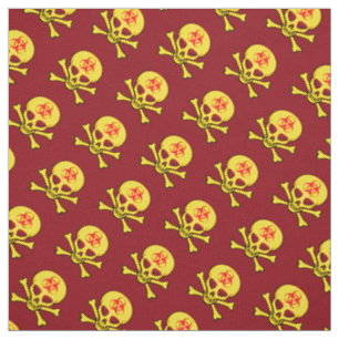 Gele Biohazard Skull and Crossbones Stof