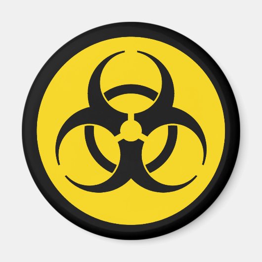 Gele Biohazard Symbool Magneet (Voorkant)