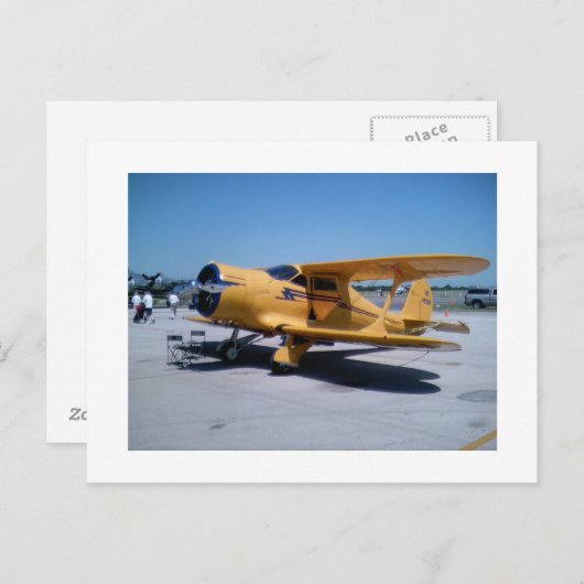 Gele Biplane Briefkaart (Voorkant / Achterkant)