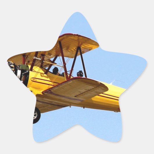 Gele Biplane Ster Sticker (Voorkant)