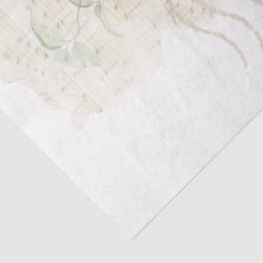 Gele bird Postmark Music Flower Decoupage Tissuepapier (Detail)