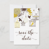 Gele  Birdcages Floral Save the Date (Voorkant)