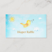 ** Gele Birdie Sky Baby shower Luier Raffle Informatiekaartje (Achterkant)