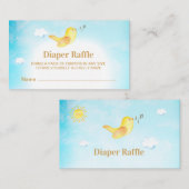 ** Gele Birdie Sky Baby shower Luier Raffle Informatiekaartje (Voorkant / Achterkant)