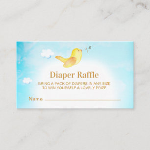 ** Gele Birdie Sky Baby shower Luier Raffle Informatiekaartje