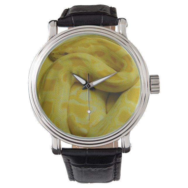 Gele Birmese Python Horloge (Voorkant)