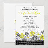Gele Black Floral Bridal Shower Kaart (Voorkant / Achterkant)