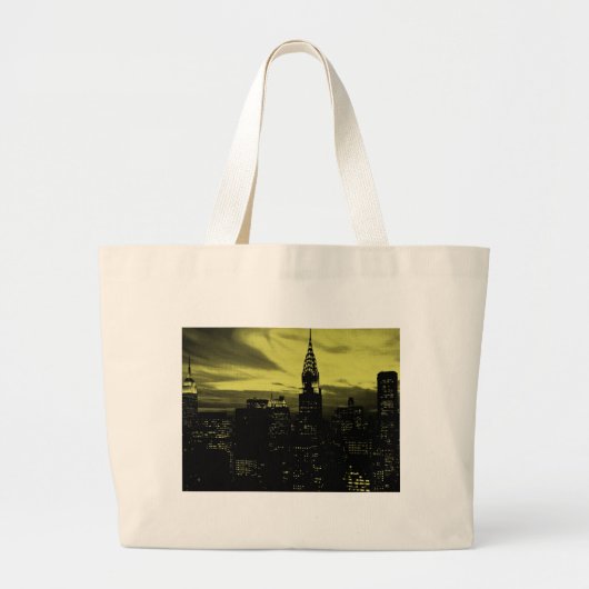 Gele Black New York City Grote Tote Bag (Voorkant)