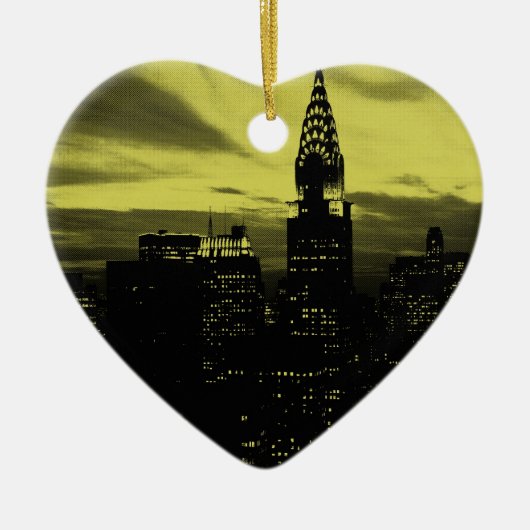 Gele Black New York City Keramisch Ornament (Voorkant)