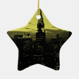Gele Black New York City Keramisch Ornament