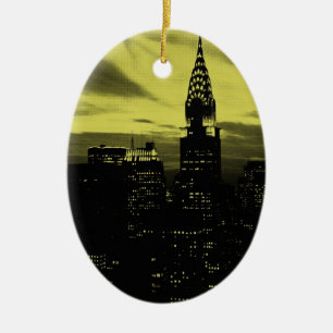 Gele Black New York City Keramisch Ornament