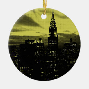 Gele Black New York City Keramisch Ornament