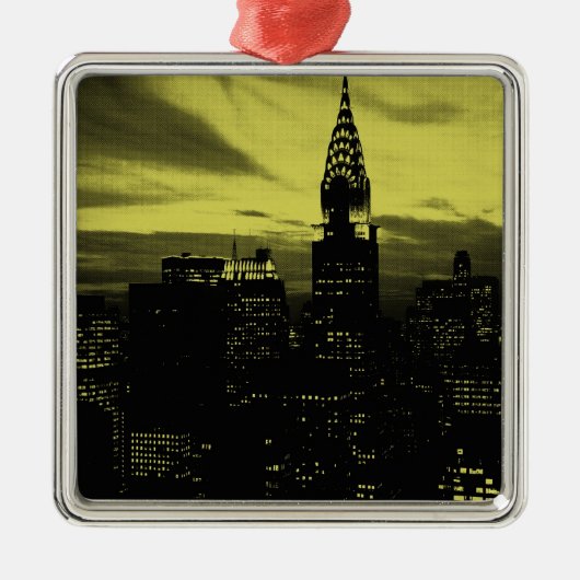 Gele Black New York City Metalen Ornament (Voorkant)