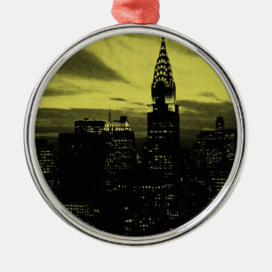 Gele Black New York City Metalen Ornament