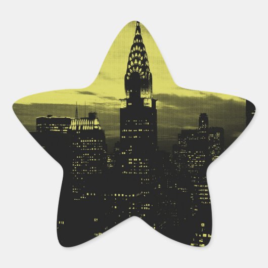 Gele Black New York City Ster Sticker (Voorkant)