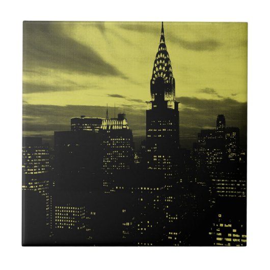 Gele Black New York City Tegeltje (Voorkant)