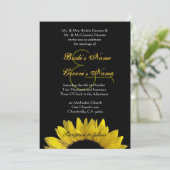 Gele Black Sunflower Weddenschap Premium Metallic Kaart (Staand voorkant)