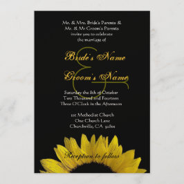 Gele Black Sunflower Weddenschap Premium Metallic Kaart