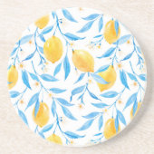 Gele bladeren en blauwe bladeren zandsteen onderzetter (Voorkant)