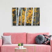 Gele bladeren en witte boomstammen canvas afdruk (Insitu (Woonkamer))