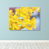 Gele bladeren Ginkgo-boom Canvas Afdruk (Insitu (Houten vloer))